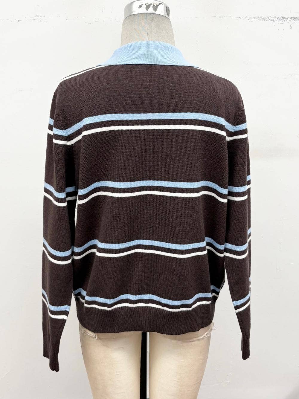 Striped Collared Knit Cardigan