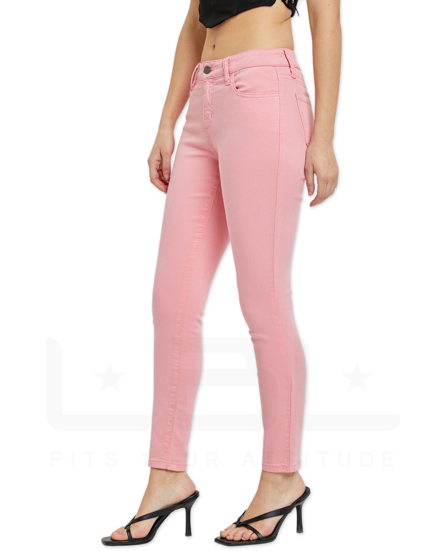 Bubble Gum Mid Rise Cropped Skinny Ankle Jeans