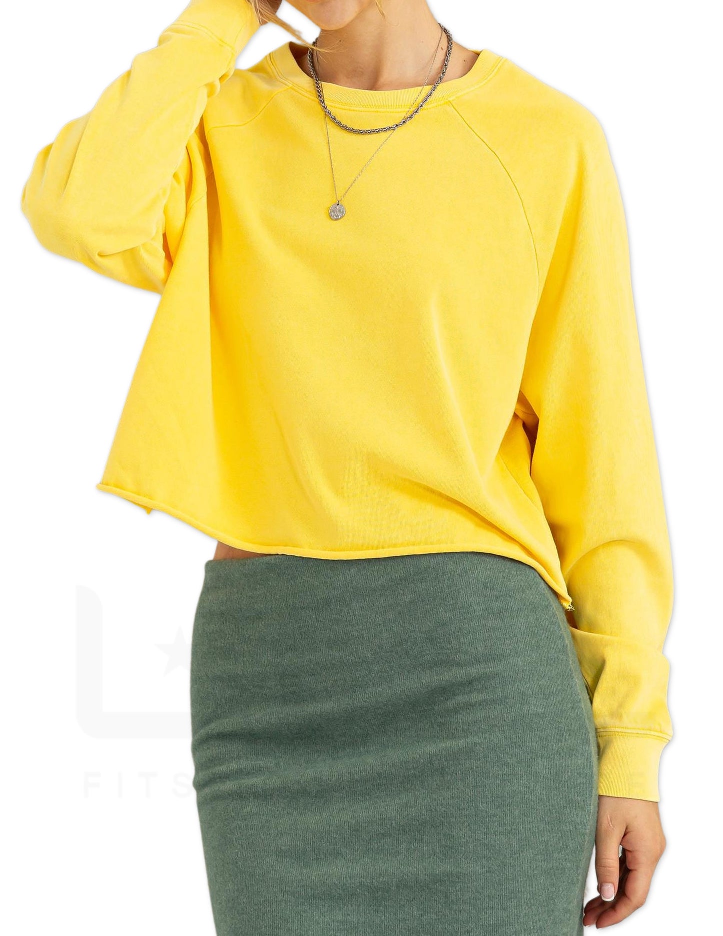 Raglan Sleeve Crop Sweater - Banana