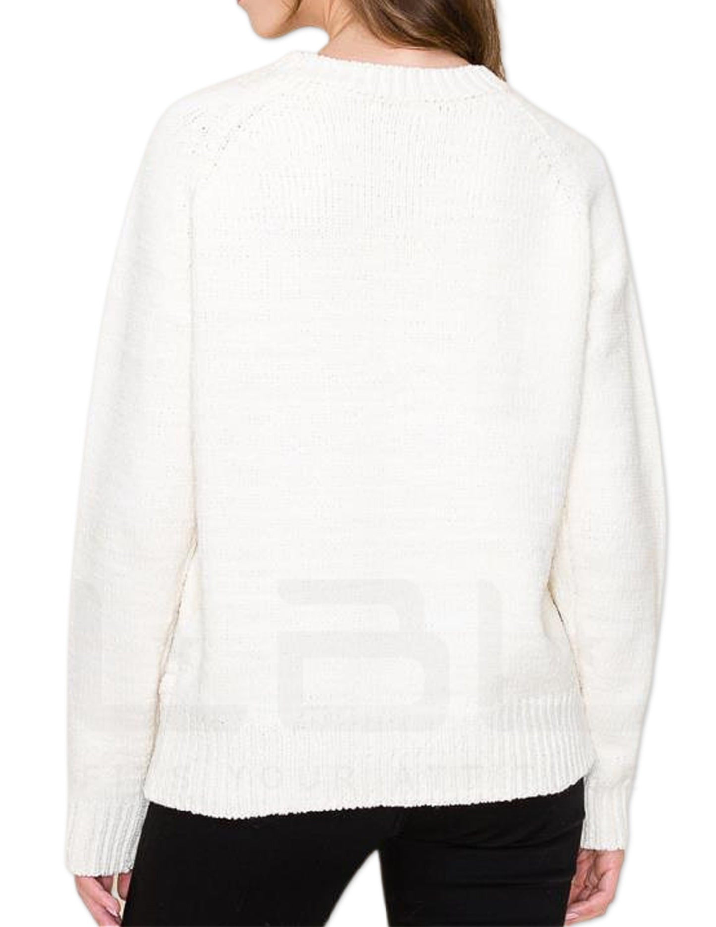 Cable Knit Chenille Sweater - Ivory