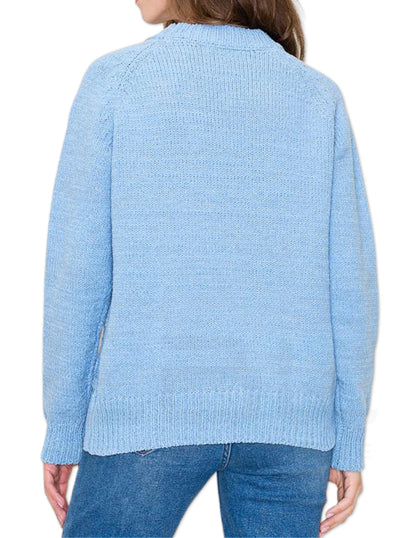 Cable Knit Chenille Sweater - Sky Blue
