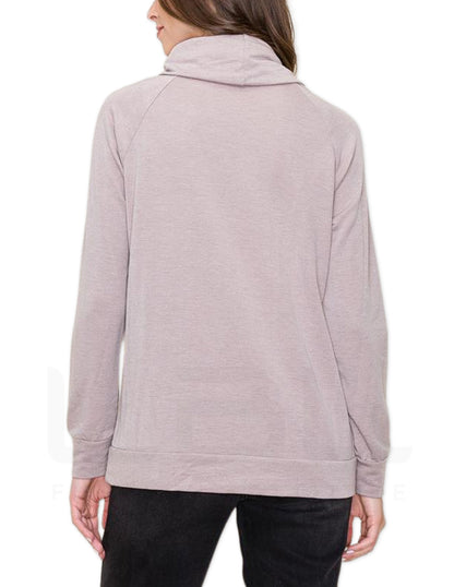 Wide Turtle Neck Long Sleeve - Taupe