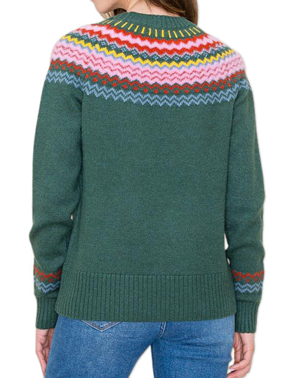 Colorful Fair Isle Sweater - Forest