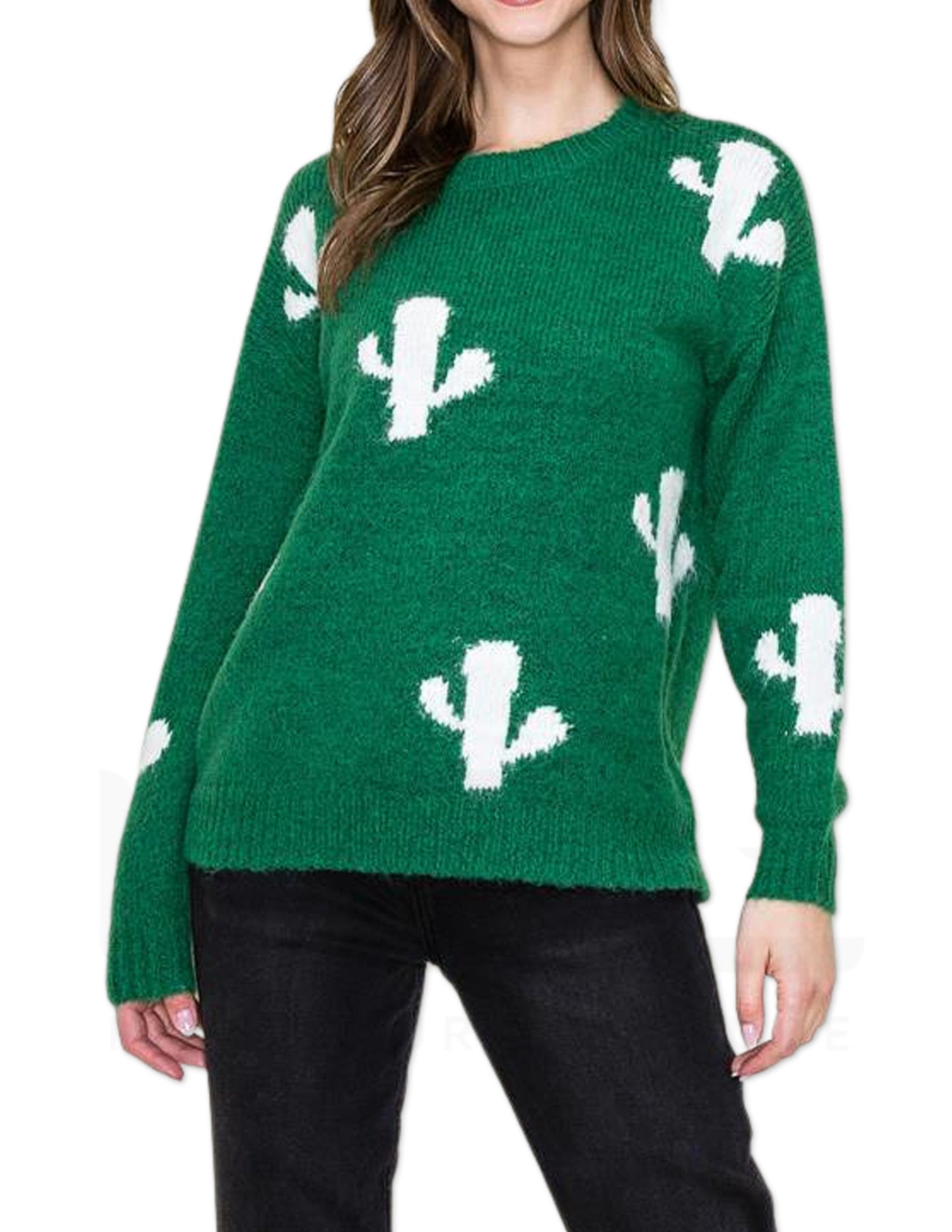 Cactus Crew Neck Sweater - Green