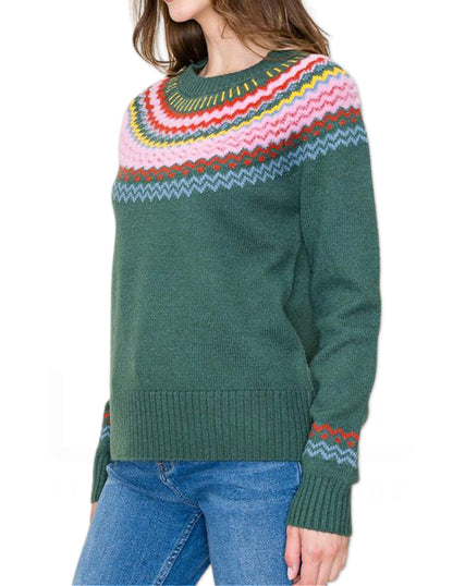 Colorful Fair Isle Sweater - Forest