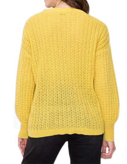 Textured Crew Neck Sweater - Yellow