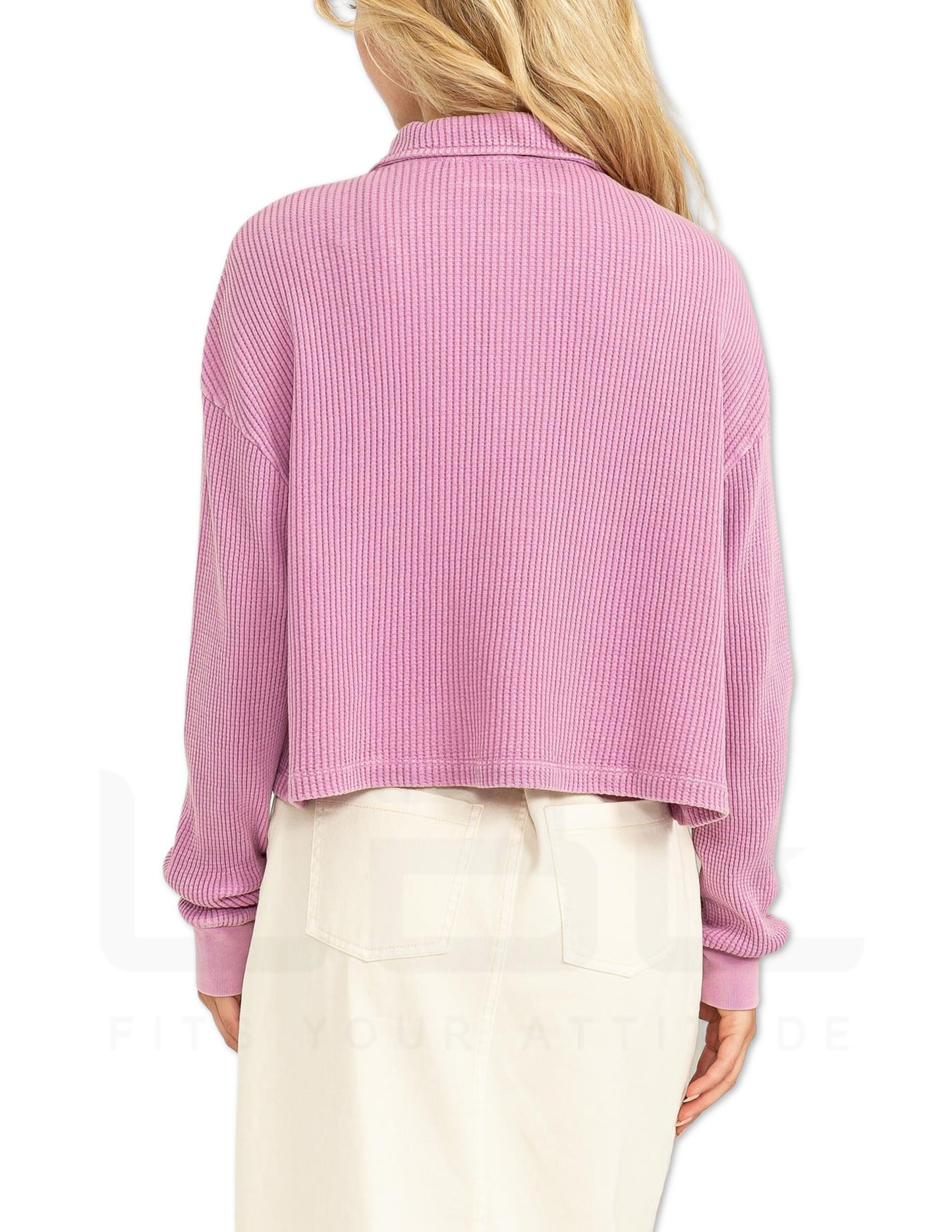 Collared Button Front Top - Vintage Plum