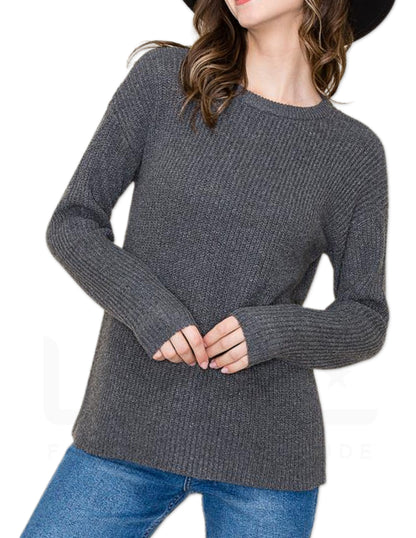 Comfy Crew Neck Sweater - Charcoal