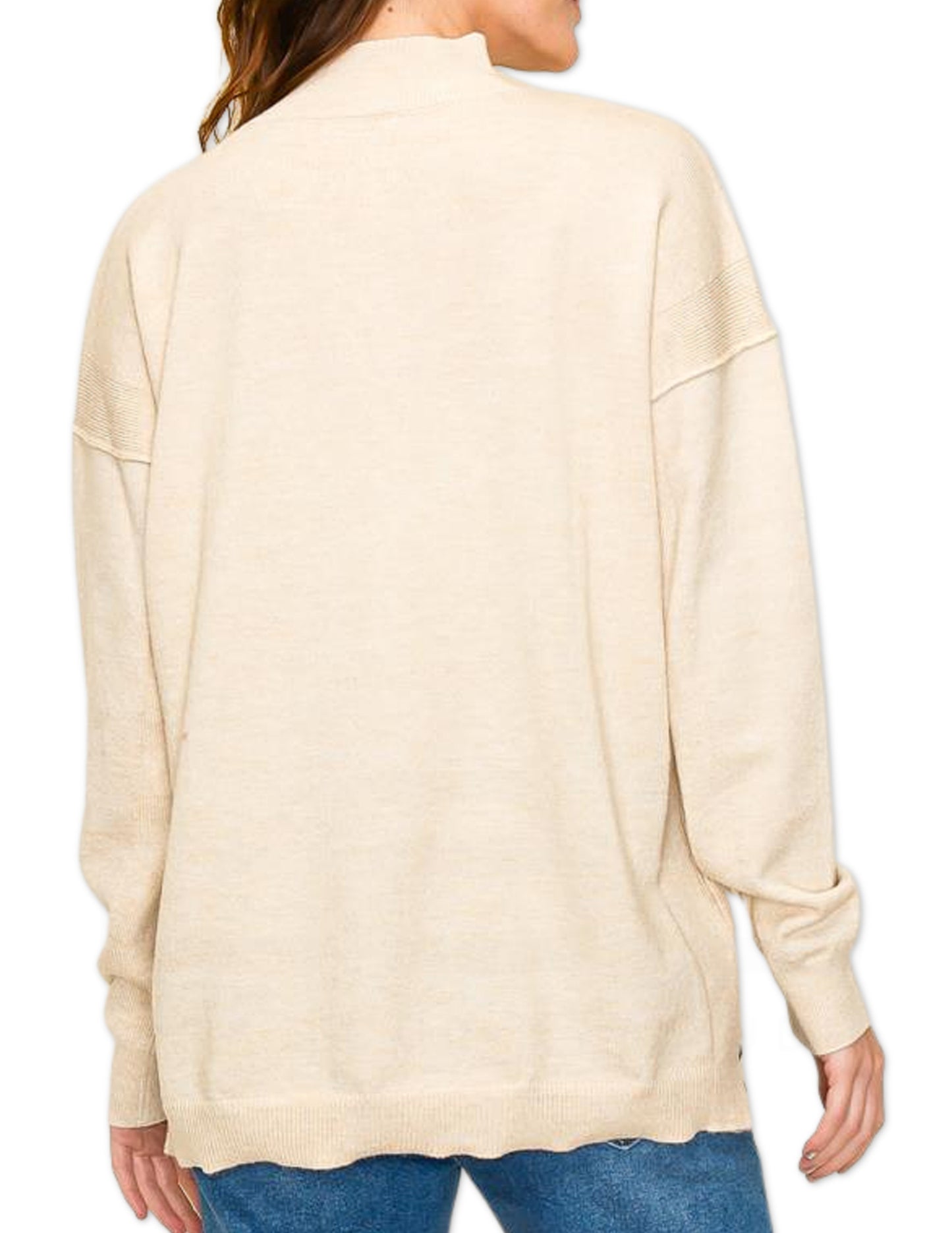 Out Seam Solid Sweater - Oatmeal