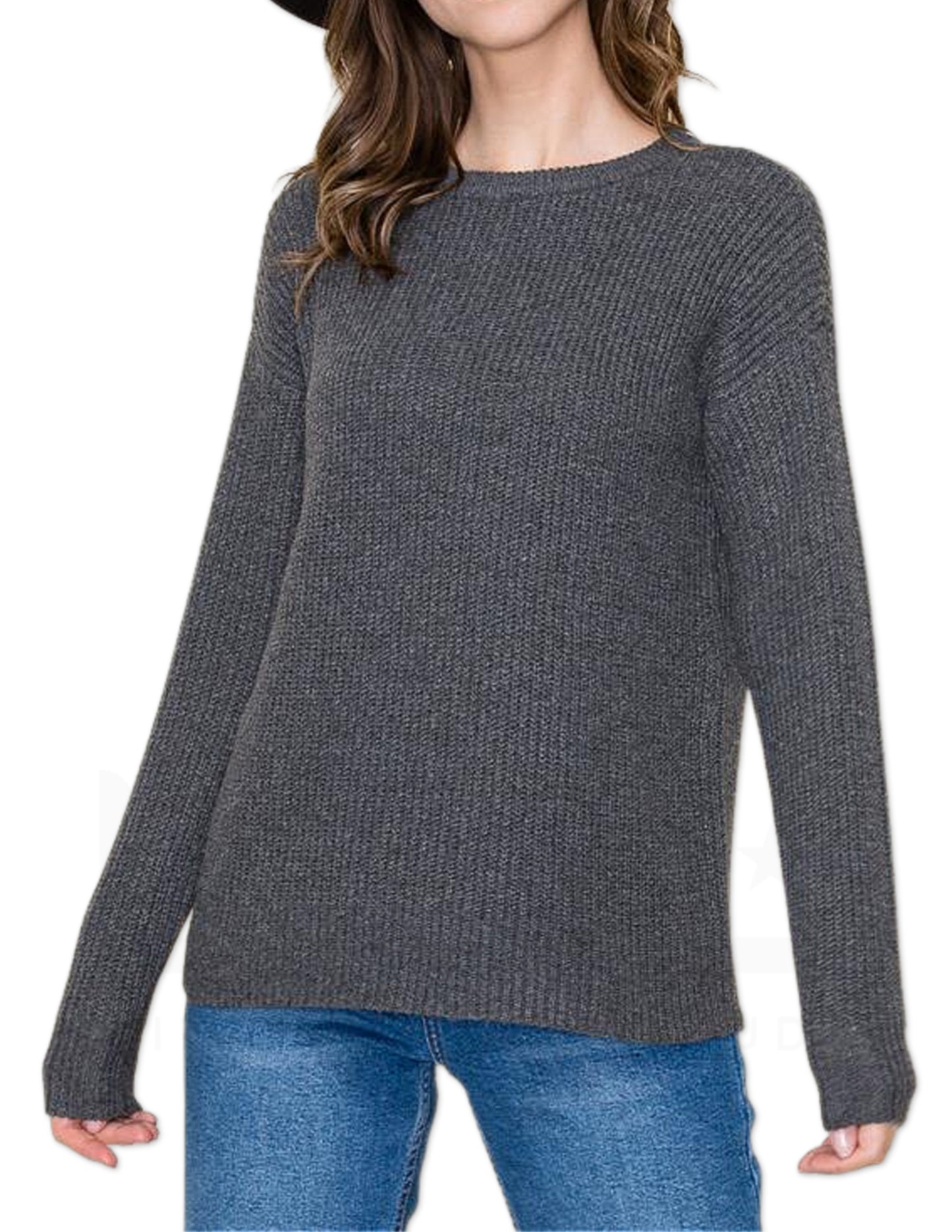 Comfy Crew Neck Sweater - Charcoal