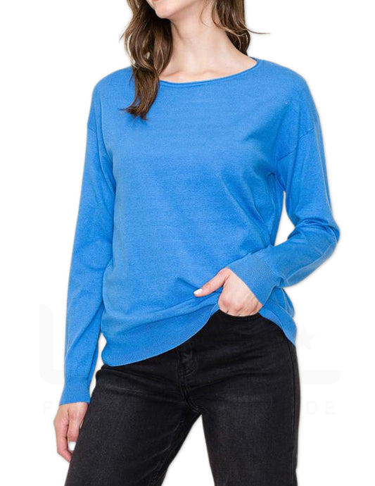 Super Soft Boat Neck Sweater - Blue