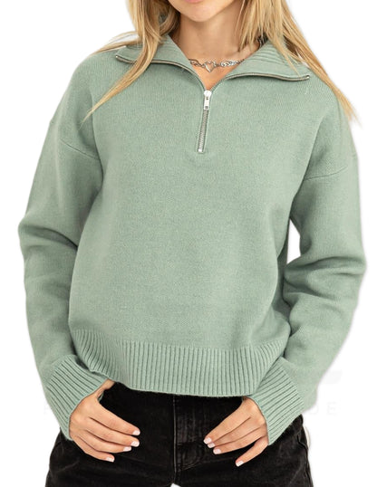 Cozy Half Zip Sweater - Iceberg Green