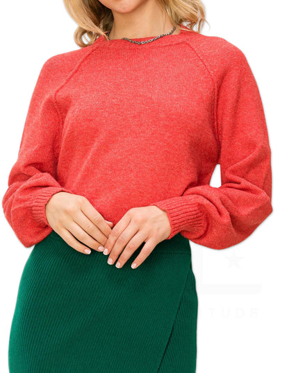 Raglan Sleeve Sweater - Red