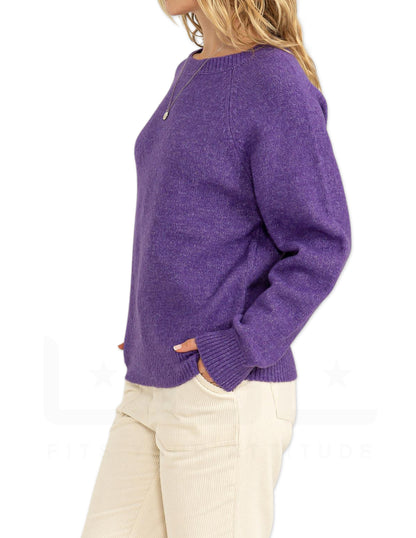 Raglan Sleeve Comfy Sweater - Purple