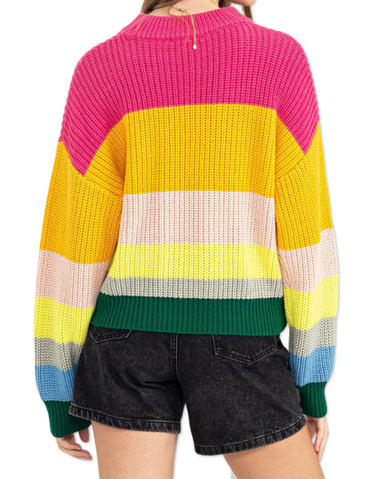 Vibrant Color Block Sweater - Multi