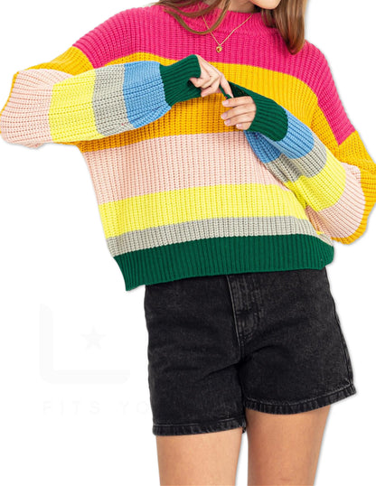 Vibrant Color Block Sweater - Multi