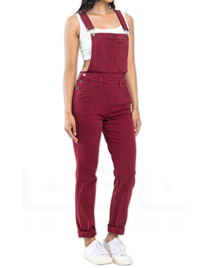 Double Cuff Overalls - Burgundy