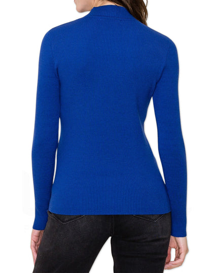 Ribbed Turtleneck Sweater - Royal Blue