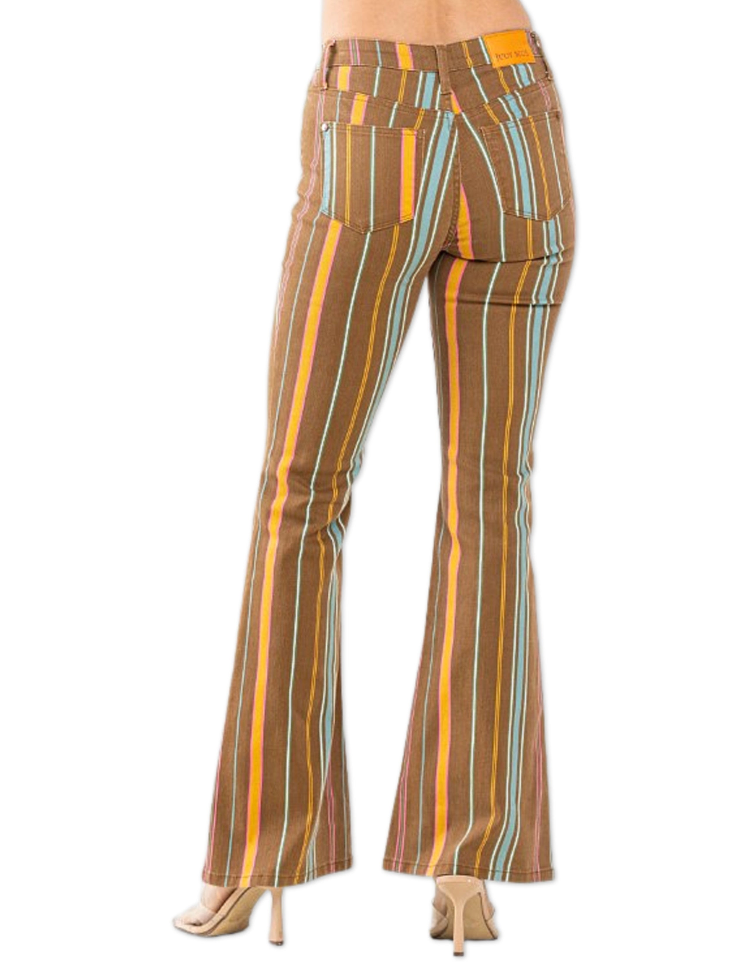 Mid Rise Stretch Stripe Flare