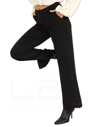 High Waist Slim Fit Pants - Black