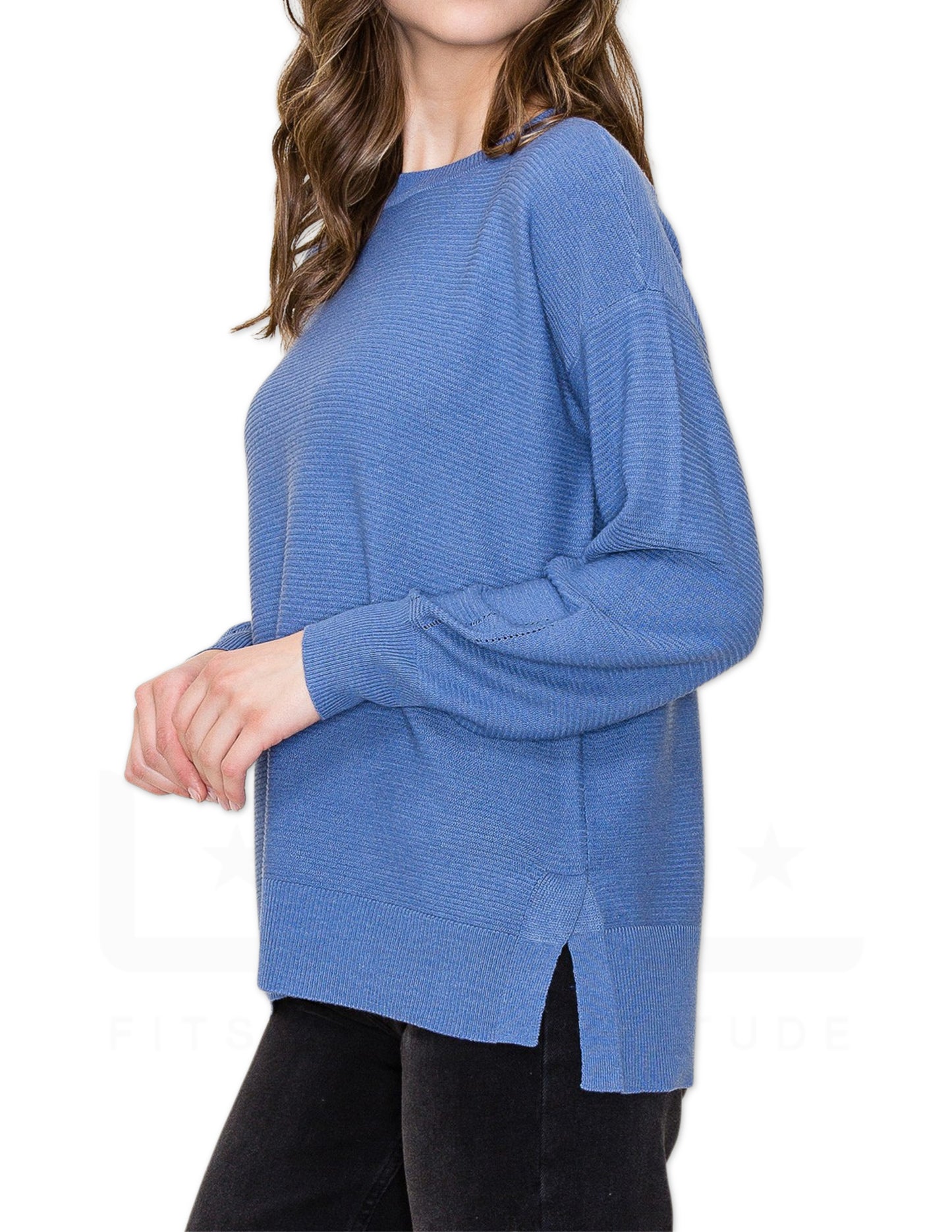 Ribbed Pullover Sweater - Light Blue