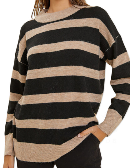 Striped Sweater - Black and Mocha
