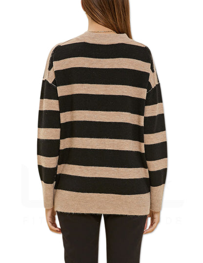 Striped Sweater - Black and Mocha