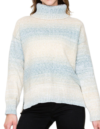 Ombre Turtleneck Sweater - Yellow and Green