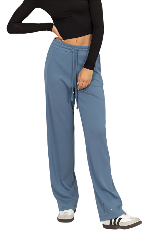 Gray Blue Relaxed Fit Drawstring Sweatpants