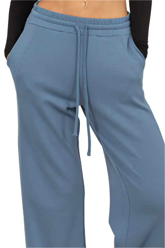 Gray Blue Relaxed Fit Drawstring Sweatpants