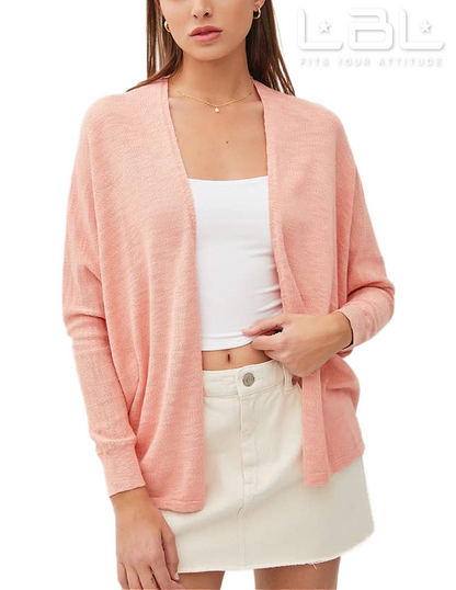 Open Front Dolman Sleeve - Apricot