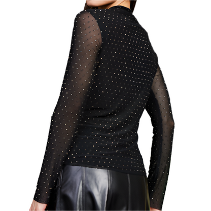 Black Shimmer Mock Neck