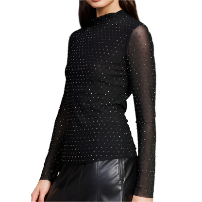 Black Shimmer Mock Neck