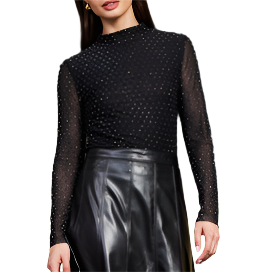 Black Shimmer Mock Neck