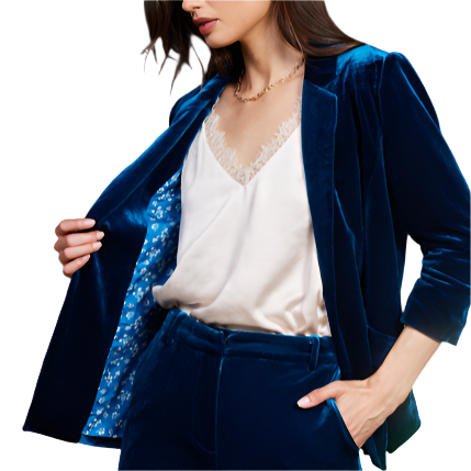 Electric Teal Velvet Blazer