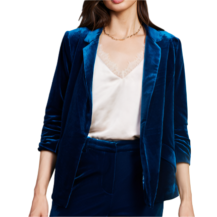 Electric Teal Velvet Blazer