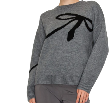 Gray sweater with black abstract design on a white background