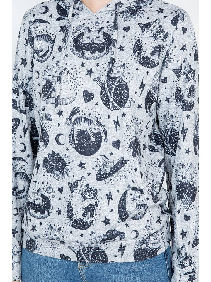 Moon Cat Pullover Hoodie