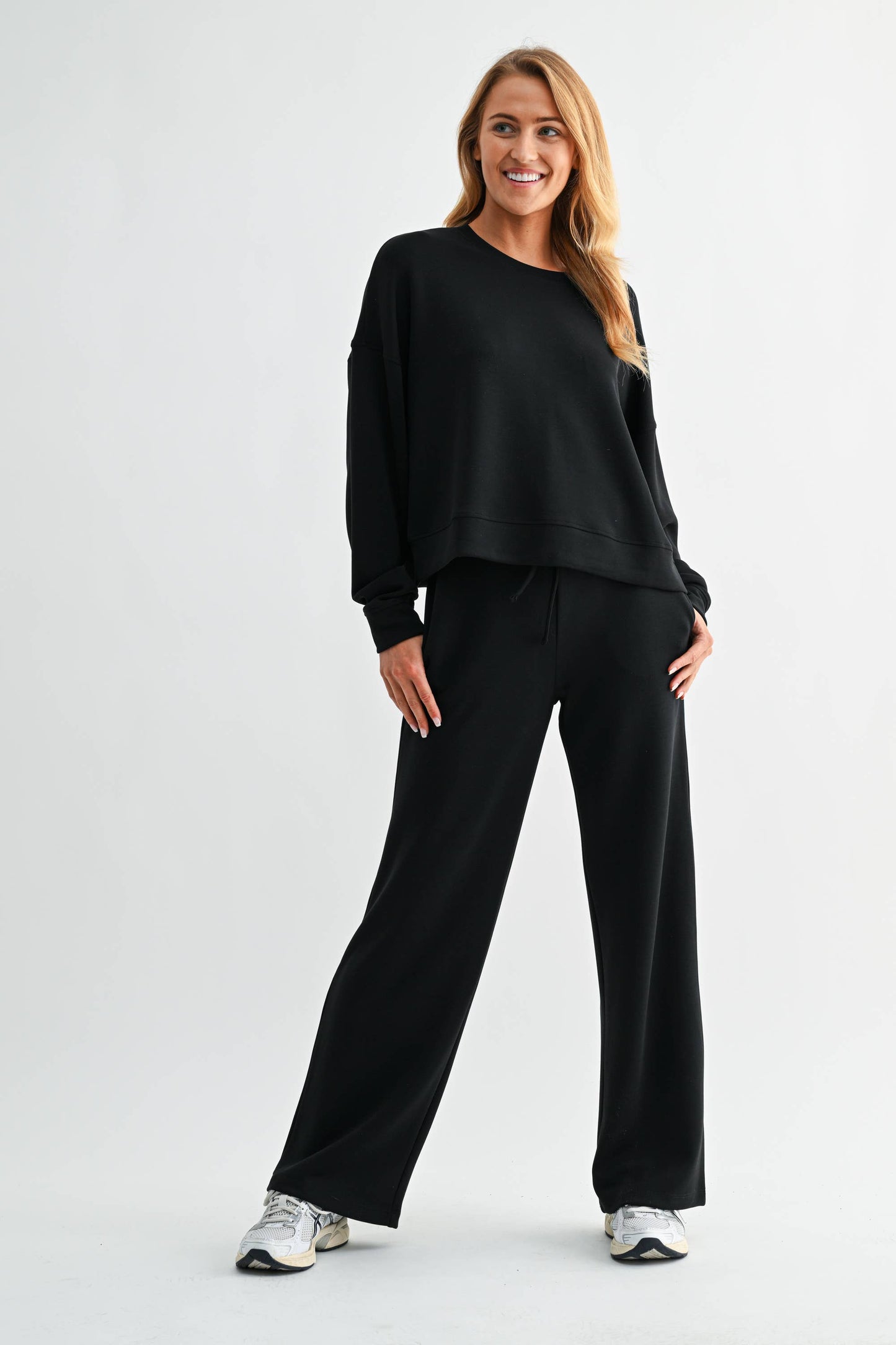 Black Laguna Dropped Shoulder Sweatshirt