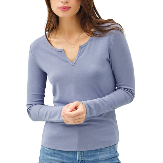 Vintage Blue Split Neck Tee