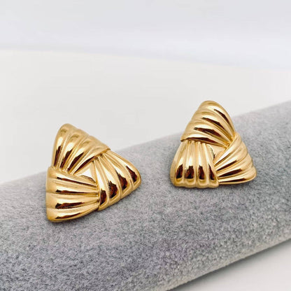 Striped Triangle 18K Gold Plated Post Earrings