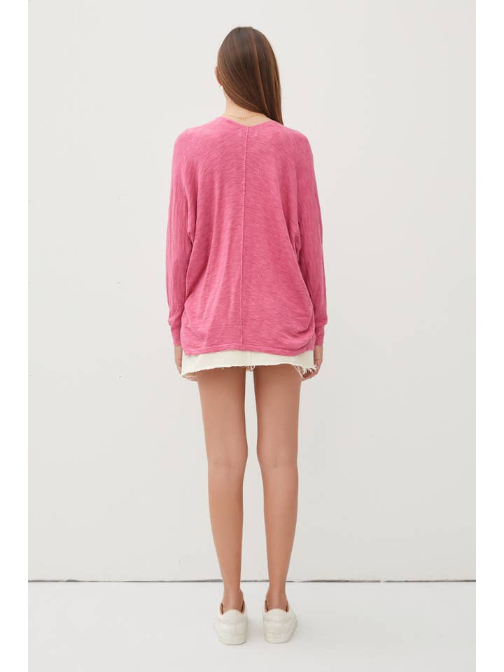 Open Front Dolman Sleeve - Pink