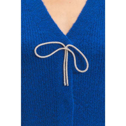 Royal Rhinestone Bow Tie-Front Sweater