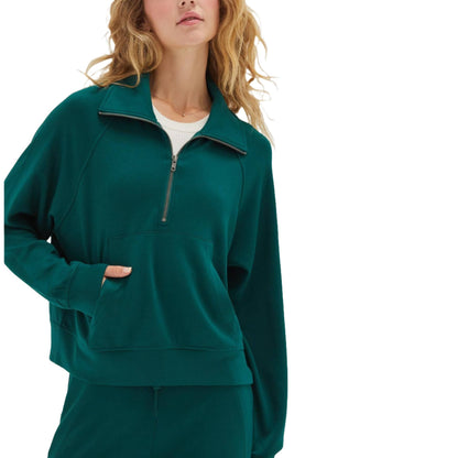 Hunter Green Half Zip Collar Sweatshirt