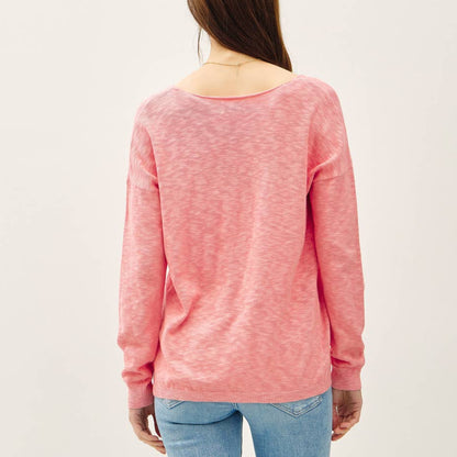 Coral Lemon V-Neck Spring Sweater