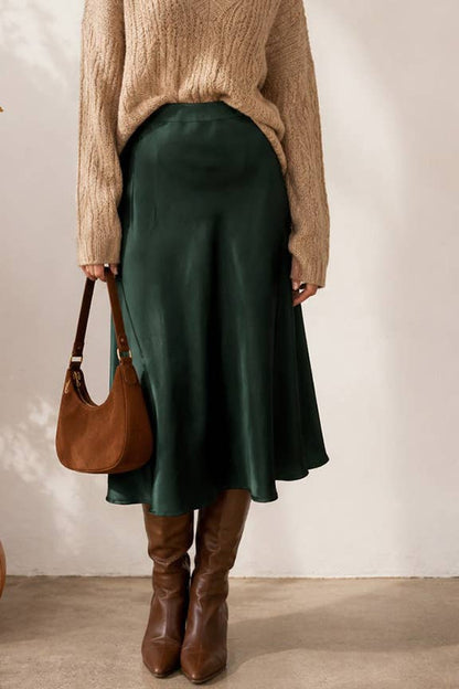 Hunter Gren Elastic High Waist Satin Maxi Skirt