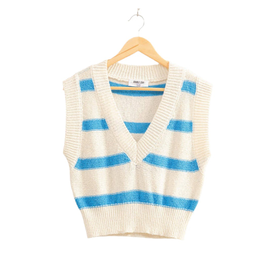 Blue / Cream Striped  Sweater Vest