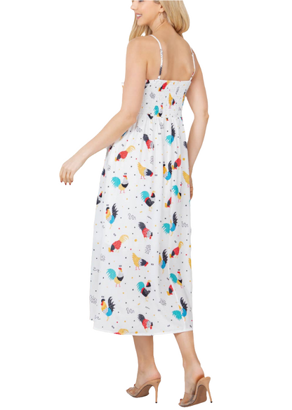 Colorful 🐓 Rooster Maxi Dress