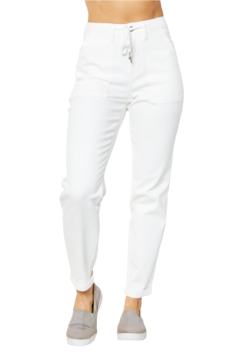 Judy Blue Crisp White Classic Crop Jogger