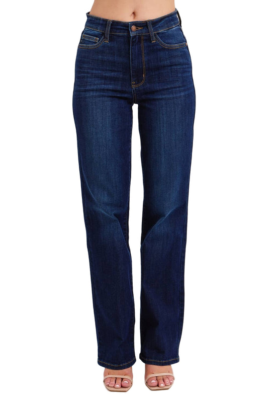 Dark blue jeans on a white background